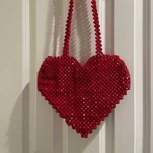 Valentine Red “I LOVE YOU” Beaded Tote Bag